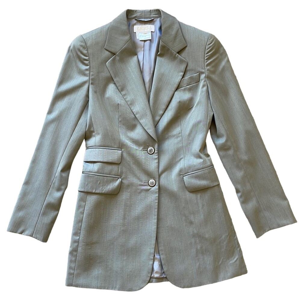 Escada Margaretha Ley Virgin Wool Vintage Womenswear Long Blazer Suit Jacket 34
